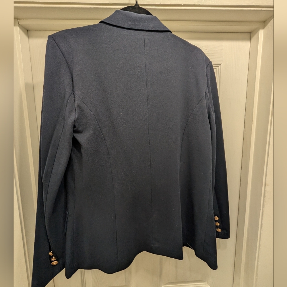 NWT Attitude Unknown Metallic Button Blazer Navy M - Picture 2 of 5